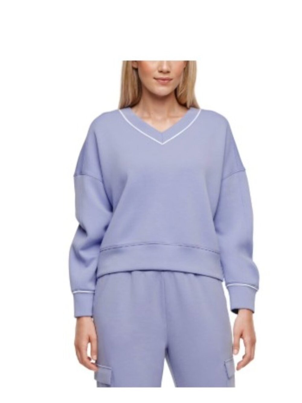 Express Women's V-Neck Pullover Sweatshirt Purple Size XL